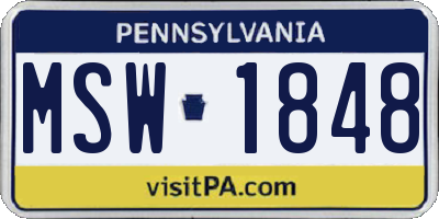 PA license plate MSW1848