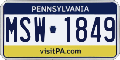 PA license plate MSW1849