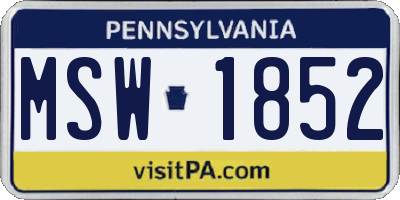 PA license plate MSW1852