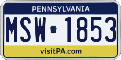 PA license plate MSW1853