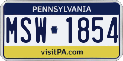 PA license plate MSW1854