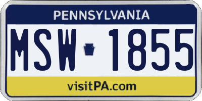 PA license plate MSW1855