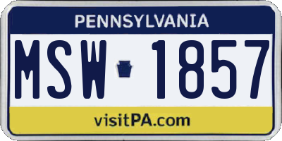 PA license plate MSW1857