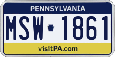 PA license plate MSW1861