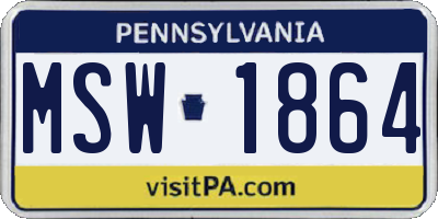 PA license plate MSW1864