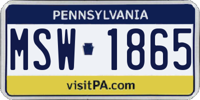 PA license plate MSW1865