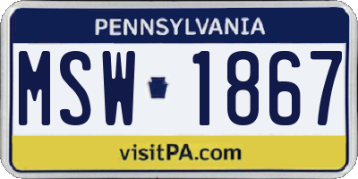 PA license plate MSW1867
