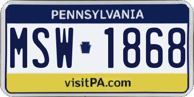 PA license plate MSW1868