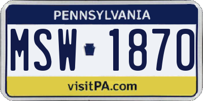 PA license plate MSW1870