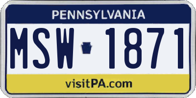 PA license plate MSW1871