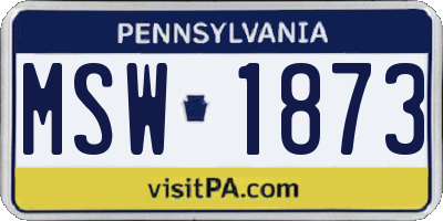 PA license plate MSW1873
