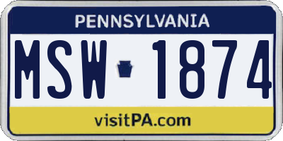 PA license plate MSW1874