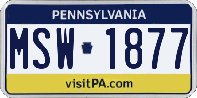 PA license plate MSW1877