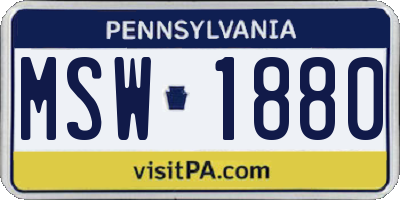 PA license plate MSW1880