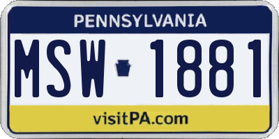 PA license plate MSW1881