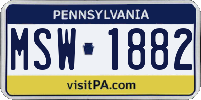 PA license plate MSW1882