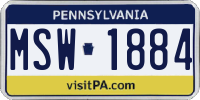 PA license plate MSW1884