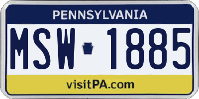 PA license plate MSW1885
