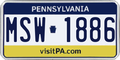 PA license plate MSW1886