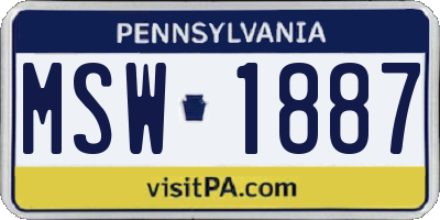 PA license plate MSW1887
