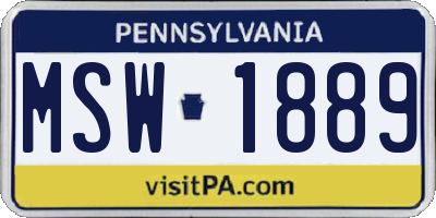 PA license plate MSW1889