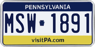 PA license plate MSW1891
