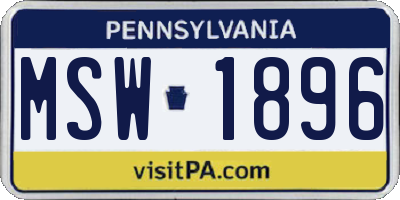 PA license plate MSW1896