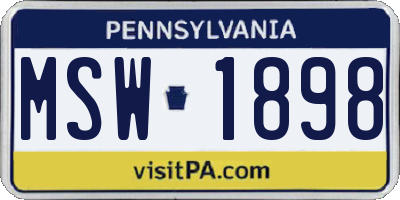 PA license plate MSW1898