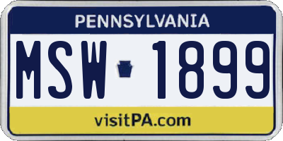 PA license plate MSW1899