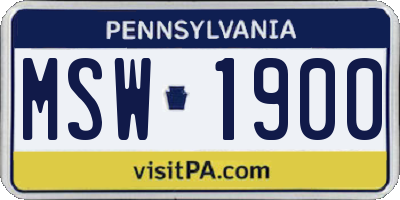 PA license plate MSW1900