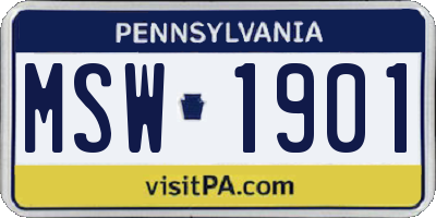PA license plate MSW1901