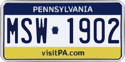 PA license plate MSW1902