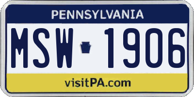 PA license plate MSW1906
