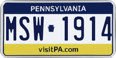 PA license plate MSW1914