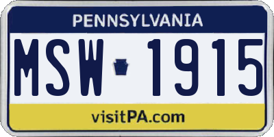 PA license plate MSW1915