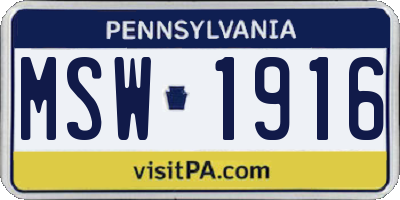 PA license plate MSW1916