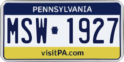 PA license plate MSW1927