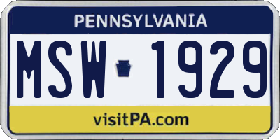 PA license plate MSW1929