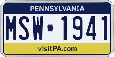 PA license plate MSW1941