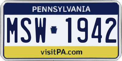PA license plate MSW1942