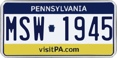 PA license plate MSW1945
