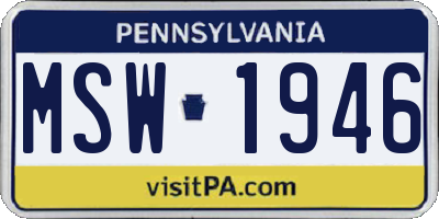 PA license plate MSW1946