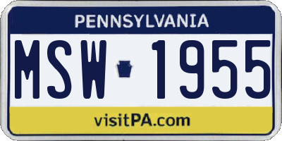 PA license plate MSW1955