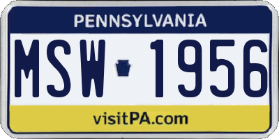 PA license plate MSW1956