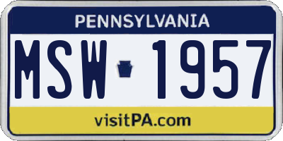 PA license plate MSW1957