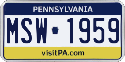 PA license plate MSW1959