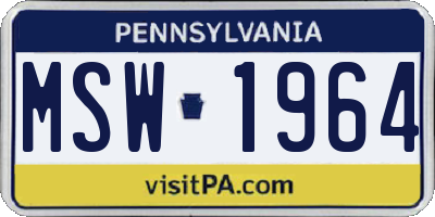 PA license plate MSW1964