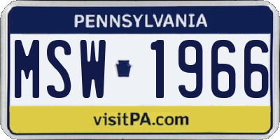 PA license plate MSW1966