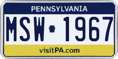 PA license plate MSW1967