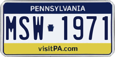 PA license plate MSW1971